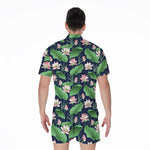 Flower And Leaf Lotus Pattern Print Men's Rompers