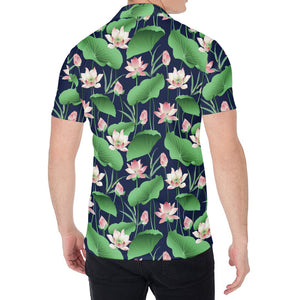 Flower And Leaf Lotus Pattern Print Men's Shirt