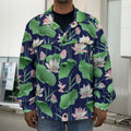 Flower And Leaf Lotus Pattern Print Men's Shirt Jacket