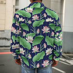 Flower And Leaf Lotus Pattern Print Men's Shirt Jacket