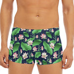 Flower And Leaf Lotus Pattern Print Men's Short Boxer Briefs