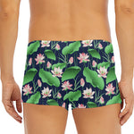 Flower And Leaf Lotus Pattern Print Men's Short Boxer Briefs