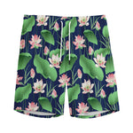 Flower And Leaf Lotus Pattern Print Men's Sports Shorts