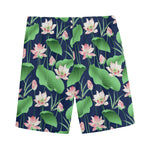 Flower And Leaf Lotus Pattern Print Men's Sports Shorts