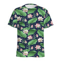 Flower And Leaf Lotus Pattern Print Men's Athletic T-Shirt