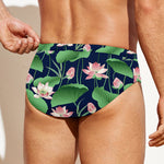 Flower And Leaf Lotus Pattern Print Men's Swim Briefs