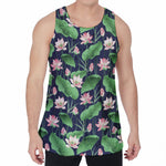 Flower And Leaf Lotus Pattern Print Men's Velvet Tank Top