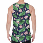 Flower And Leaf Lotus Pattern Print Men's Velvet Tank Top