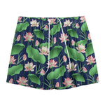 Flower And Leaf Lotus Pattern Print Mesh Shorts