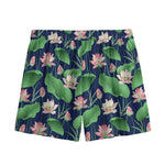 Flower And Leaf Lotus Pattern Print Mesh Shorts