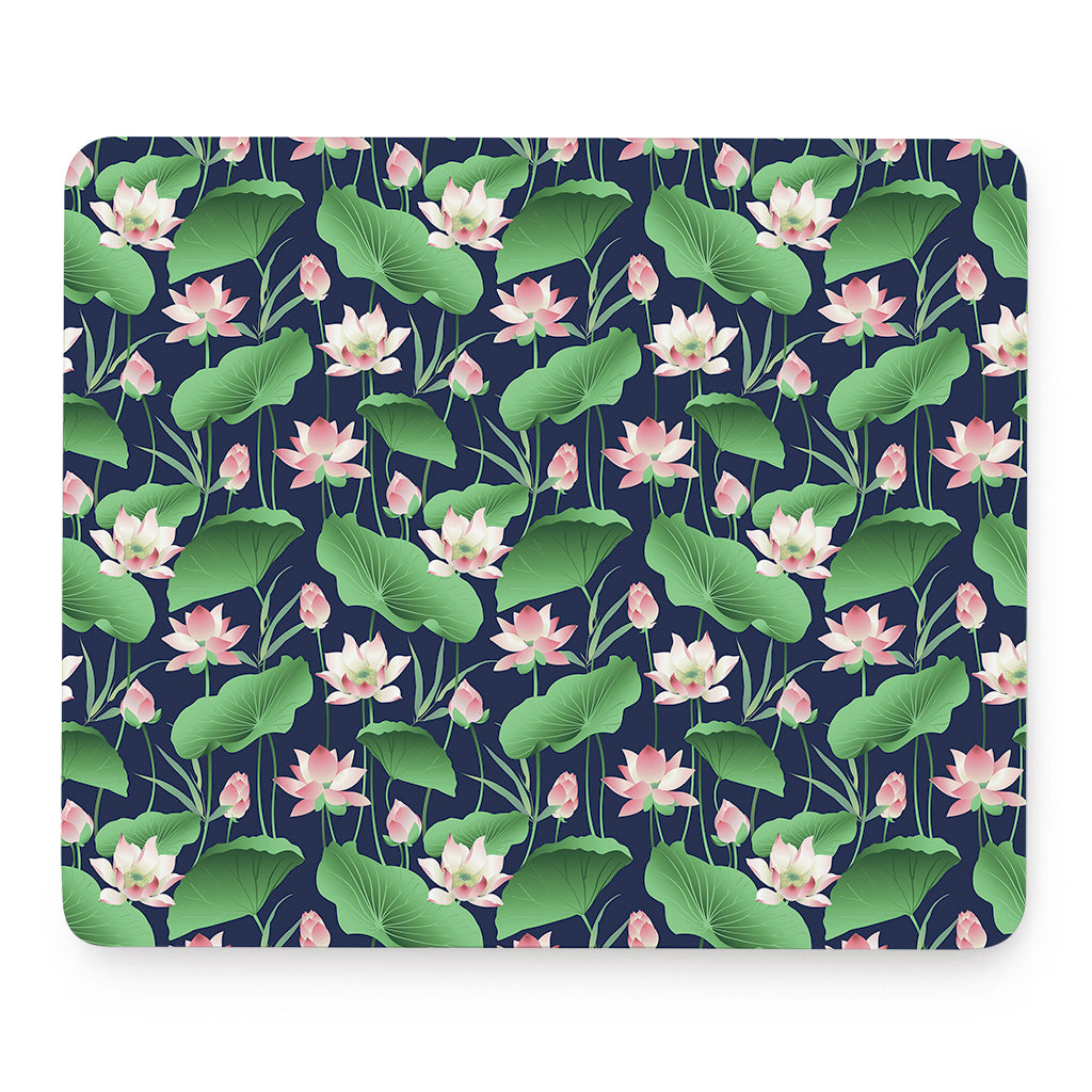 Flower And Leaf Lotus Pattern Print Mouse Pad