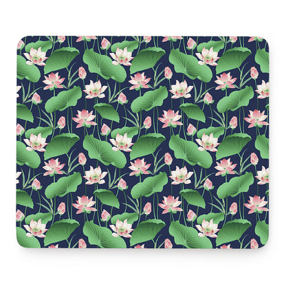Flower And Leaf Lotus Pattern Print Mouse Pad