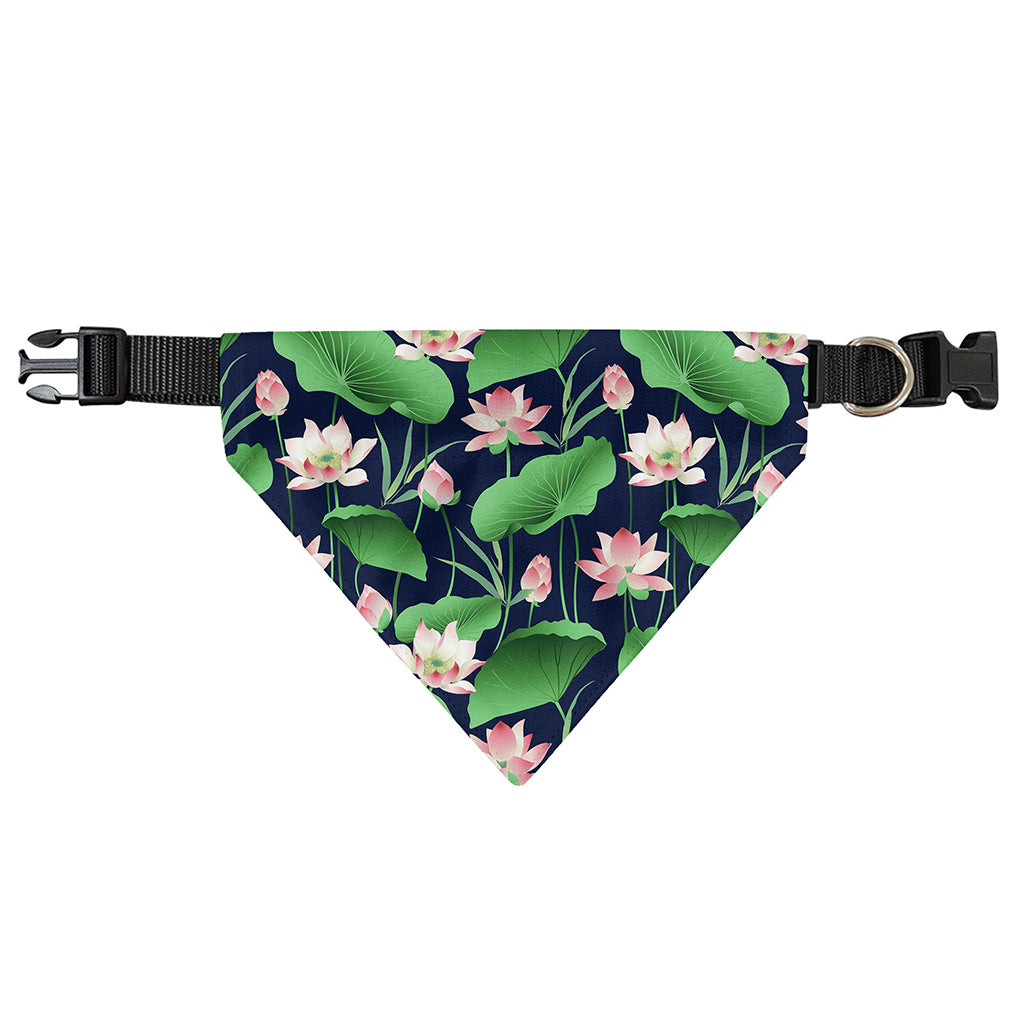 Flower And Leaf Lotus Pattern Print Over The Collar Dog Bandana