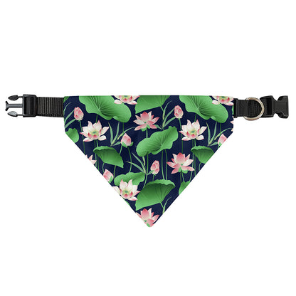 Flower And Leaf Lotus Pattern Print Over The Collar Dog Bandana