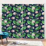 Flower And Leaf Lotus Pattern Print Pencil Pleat Curtains