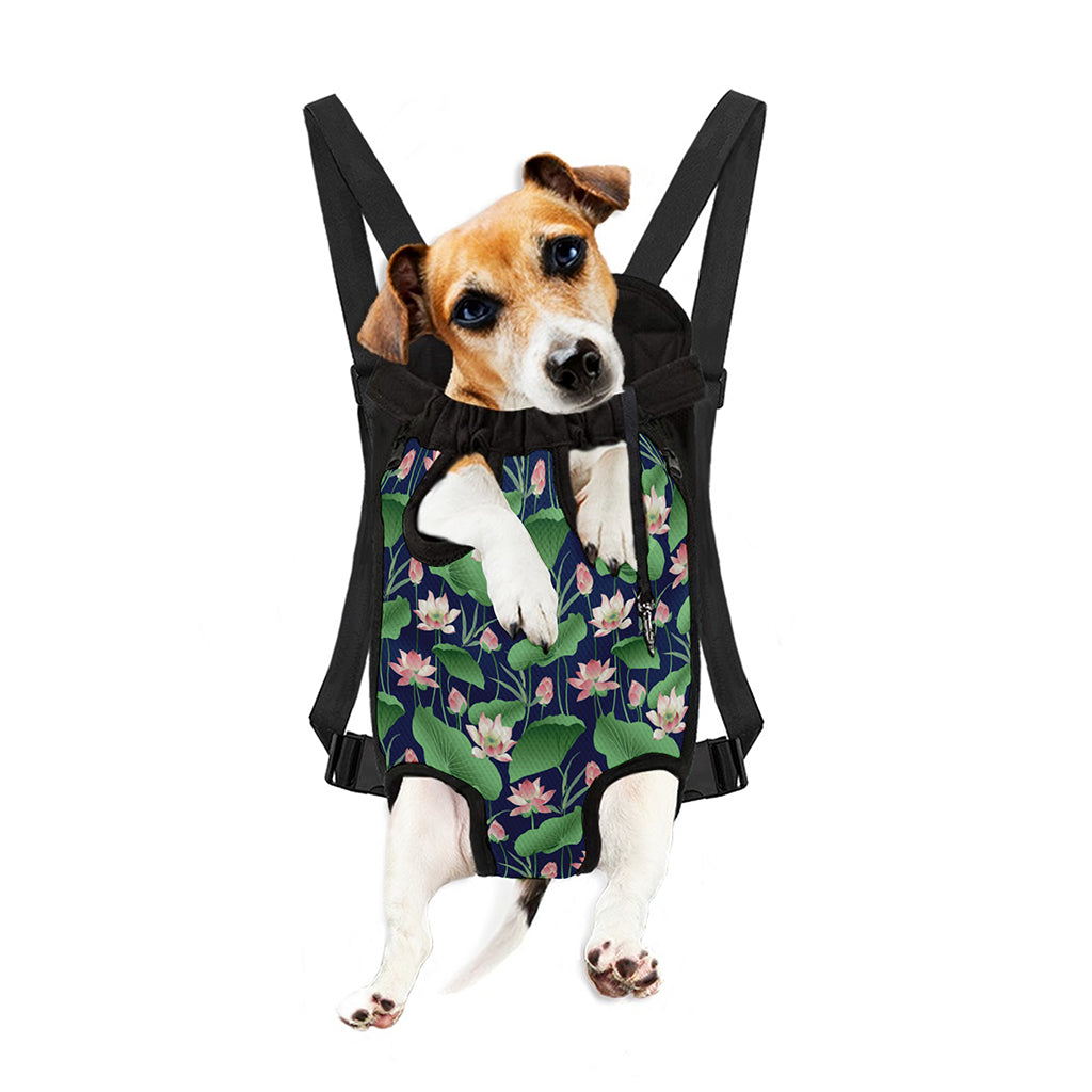 Flower And Leaf Lotus Pattern Print Pet Carrier Backpack