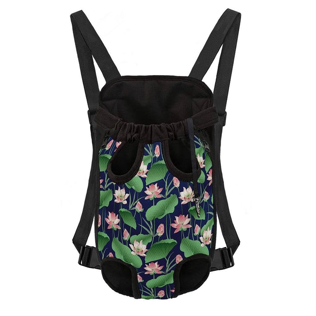 Flower And Leaf Lotus Pattern Print Pet Carrier Backpack