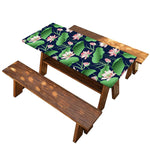 Flower And Leaf Lotus Pattern Print Picnic Table Cover
