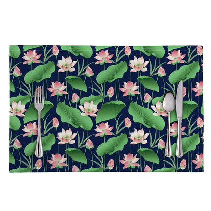 Flower And Leaf Lotus Pattern Print Placemat