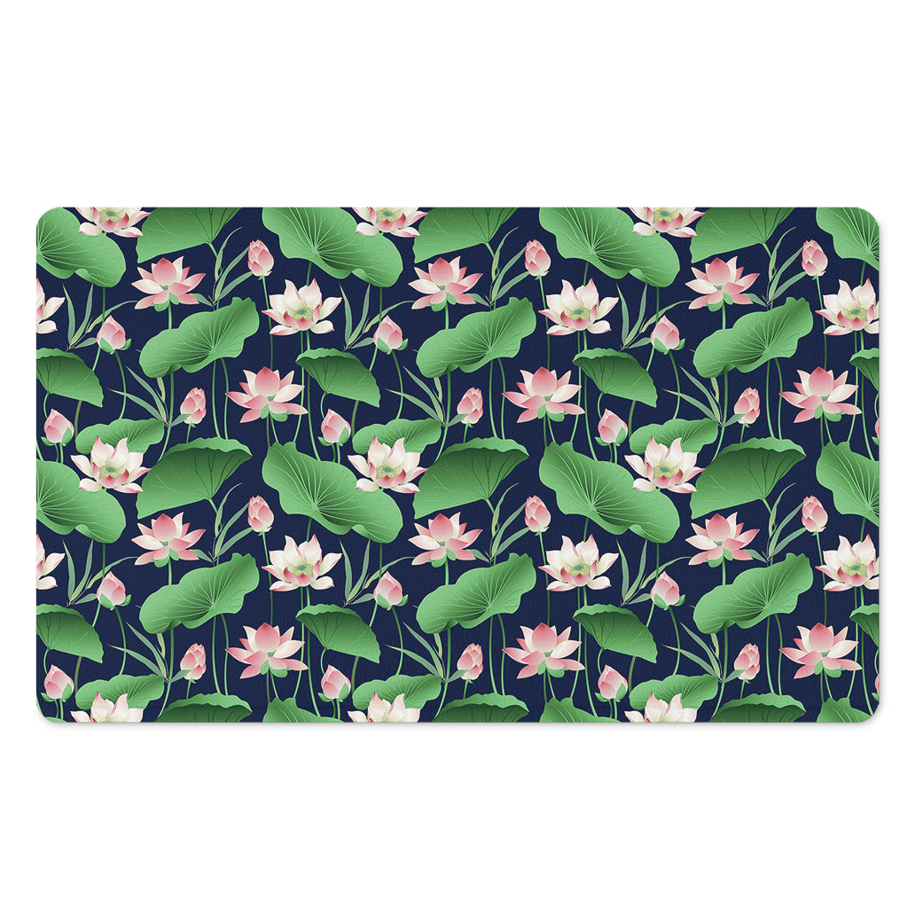 Flower And Leaf Lotus Pattern Print Polyester Doormat