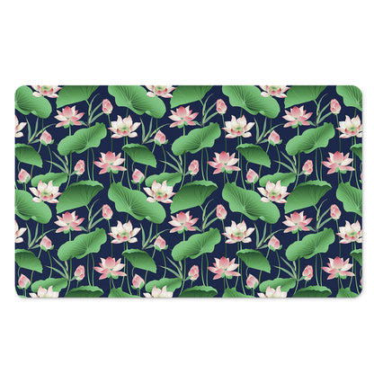 Flower And Leaf Lotus Pattern Print Polyester Doormat