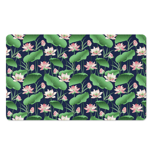 Flower And Leaf Lotus Pattern Print Polyester Doormat