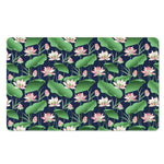 Flower And Leaf Lotus Pattern Print Polyester Doormat