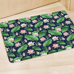 Flower And Leaf Lotus Pattern Print Polyester Doormat