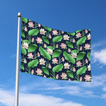 Flower And Leaf Lotus Pattern Print Polyester Flag