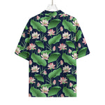Flower And Leaf Lotus Pattern Print Rayon Hawaiian Shirt