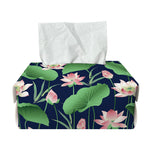 Flower And Leaf Lotus Pattern Print Rectangle Tissue Box Cover