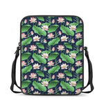Flower And Leaf Lotus Pattern Print Rectangular Crossbody Bag