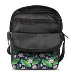 Flower And Leaf Lotus Pattern Print Rectangular Crossbody Bag
