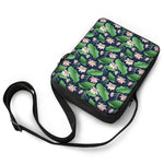 Flower And Leaf Lotus Pattern Print Rectangular Crossbody Bag