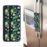 Flower And Leaf Lotus Pattern Print Refrigerator Handle Covers
