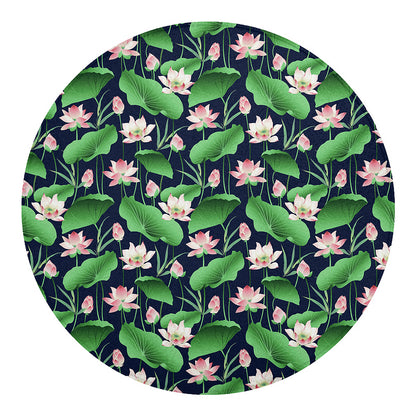 Flower And Leaf Lotus Pattern Print Round Blanket