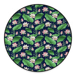 Flower And Leaf Lotus Pattern Print Round Floor Mat