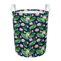 Flower And Leaf Lotus Pattern Print Round Laundry Basket