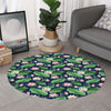 Flower And Leaf Lotus Pattern Print Round Rug