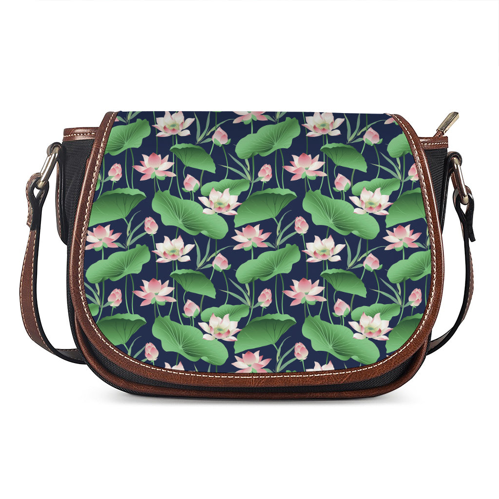 Flower And Leaf Lotus Pattern Print Saddle Bag