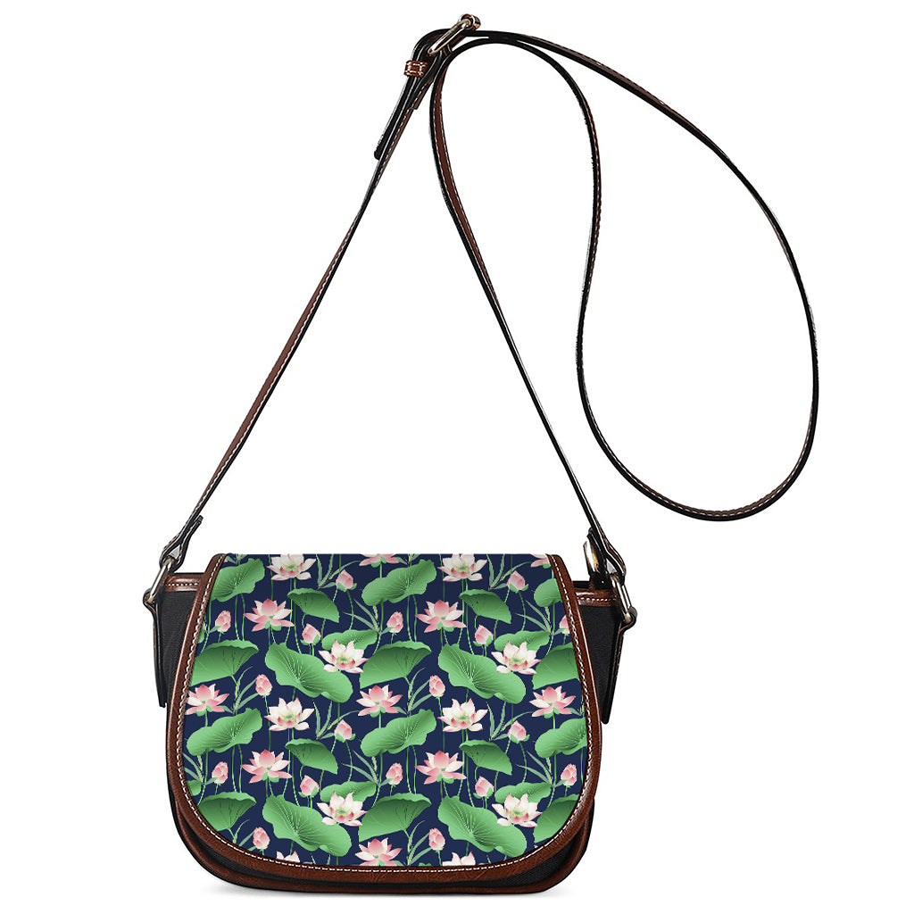 Flower And Leaf Lotus Pattern Print Saddle Bag