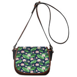Flower And Leaf Lotus Pattern Print Saddle Bag