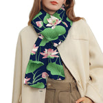 Flower And Leaf Lotus Pattern Print Scarf