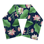 Flower And Leaf Lotus Pattern Print Scarf