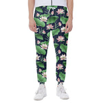 Flower And Leaf Lotus Pattern Print Scuba Joggers