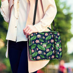 Flower And Leaf Lotus Pattern Print Shoulder Strap Bible Bag