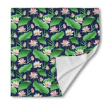 Flower And Leaf Lotus Pattern Print Silk Bandana