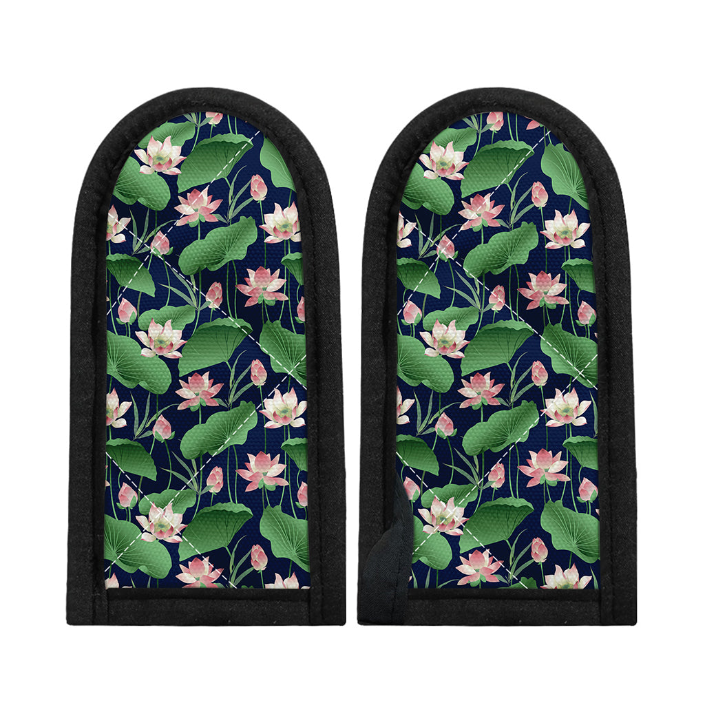 Flower And Leaf Lotus Pattern Print Skillet Handle Cover