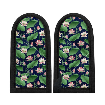 Flower And Leaf Lotus Pattern Print Skillet Handle Cover