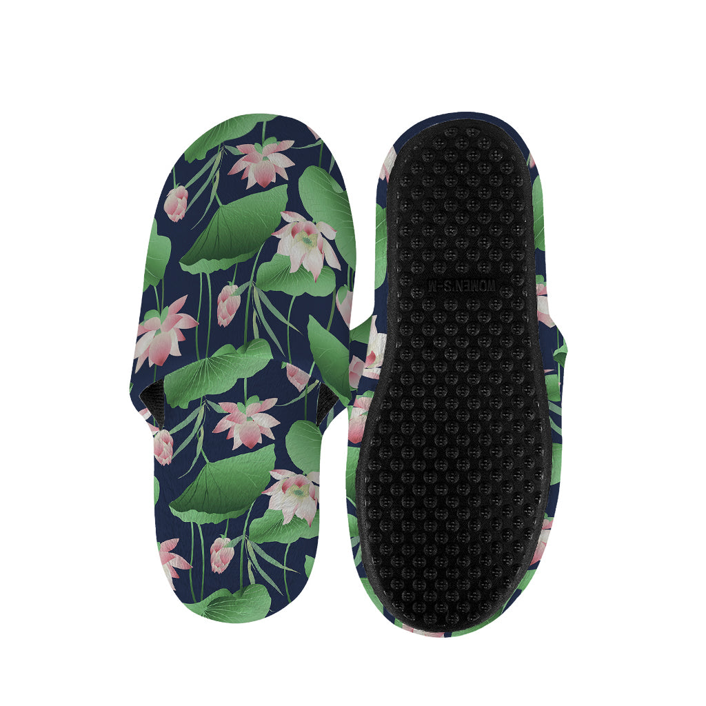 Flower And Leaf Lotus Pattern Print Slippers